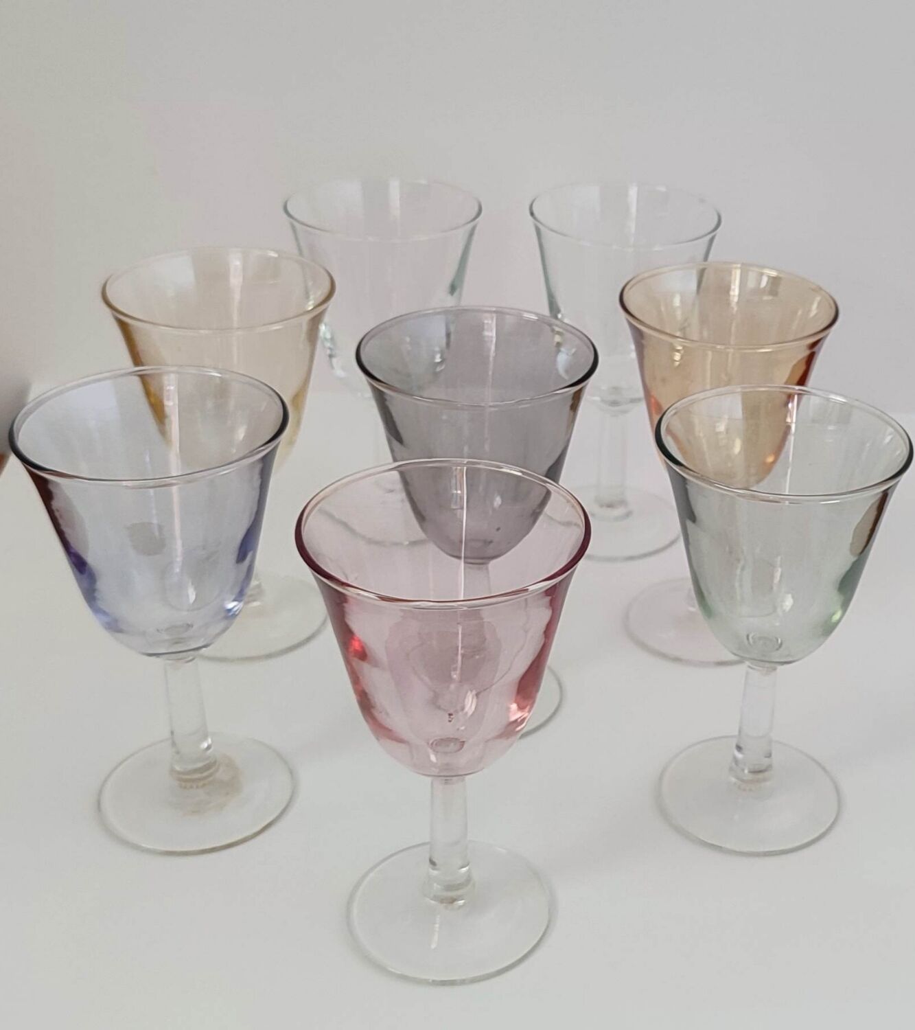 Antique coloured foot glasses
