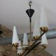 Mid-Century 6-Light Chandelier - Opaline and Brass