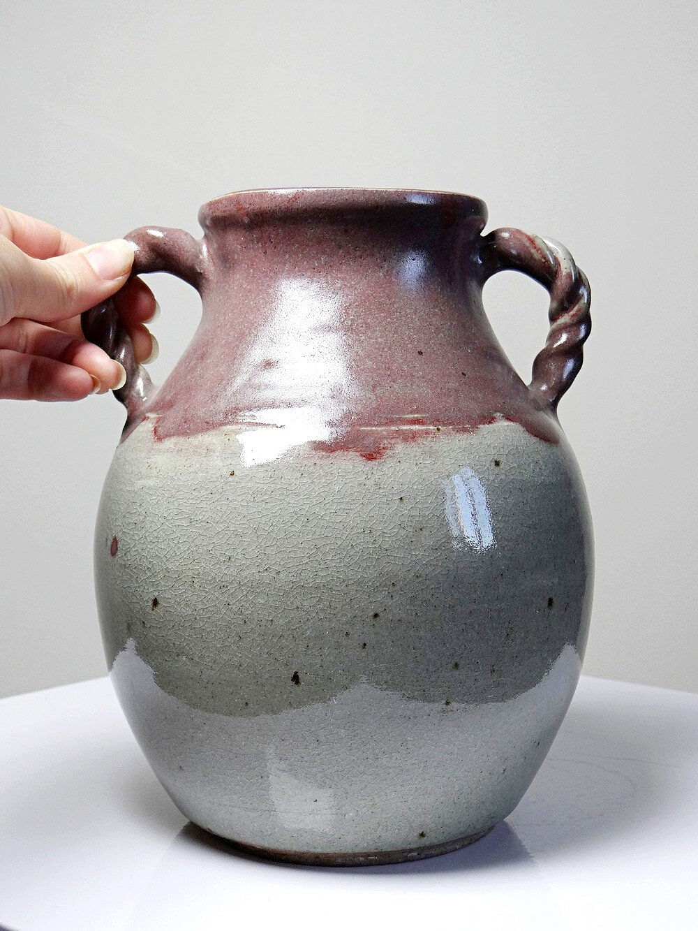 Vase studio pottery Milly Finn UK vintage 60s-70s stoneware