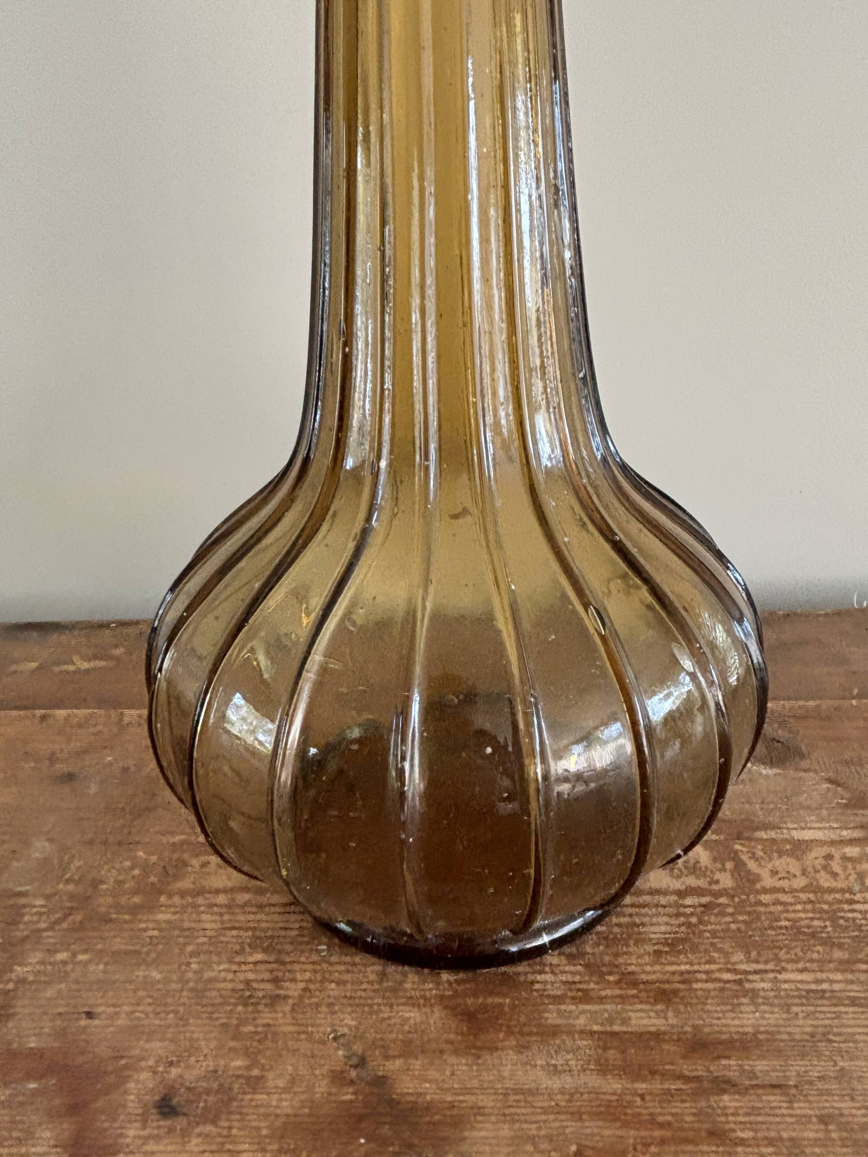 Vintage Empoli Glass Decanter with Stopper, Italy, 1960s