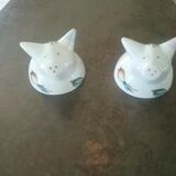 Salt and pepper shaker pig in faience