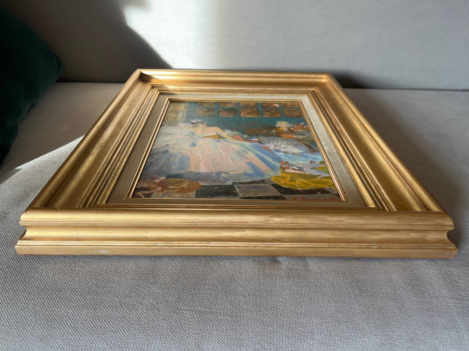 Le repos, huile sur toile marouflée sur carton signée Dassimov