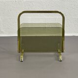 Magazine holder in brass and glass