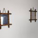 Antique turned bamboo mirror with pitted glass 45x39 cm