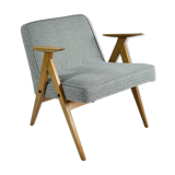 Original vintage armchair, 60s, fully restored, grey fabric