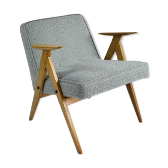 Original vintage armchair, 60s, fully restored, grey fabric