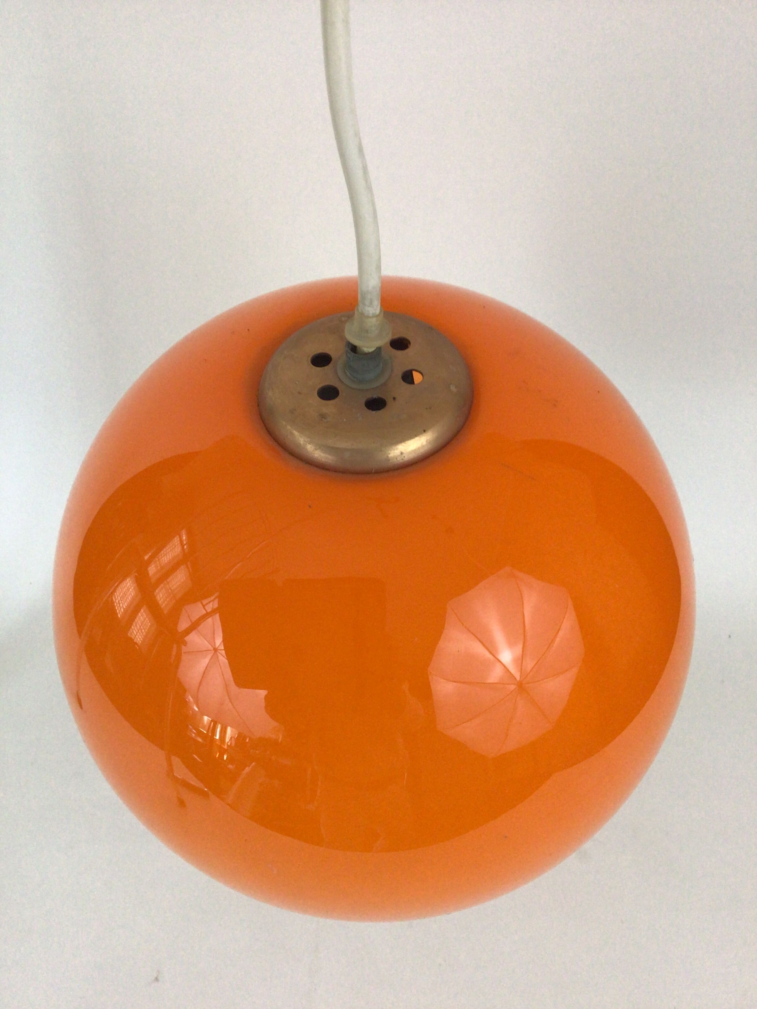Vintage 70s orange glass pendant lamp