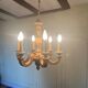 Golden wood chandelier with 6 lights