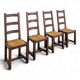 Série de 4 chaises rustiques en chêne assises paillées