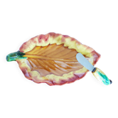 Vallauris cut dish in the shape of a Vintage leaf + knife