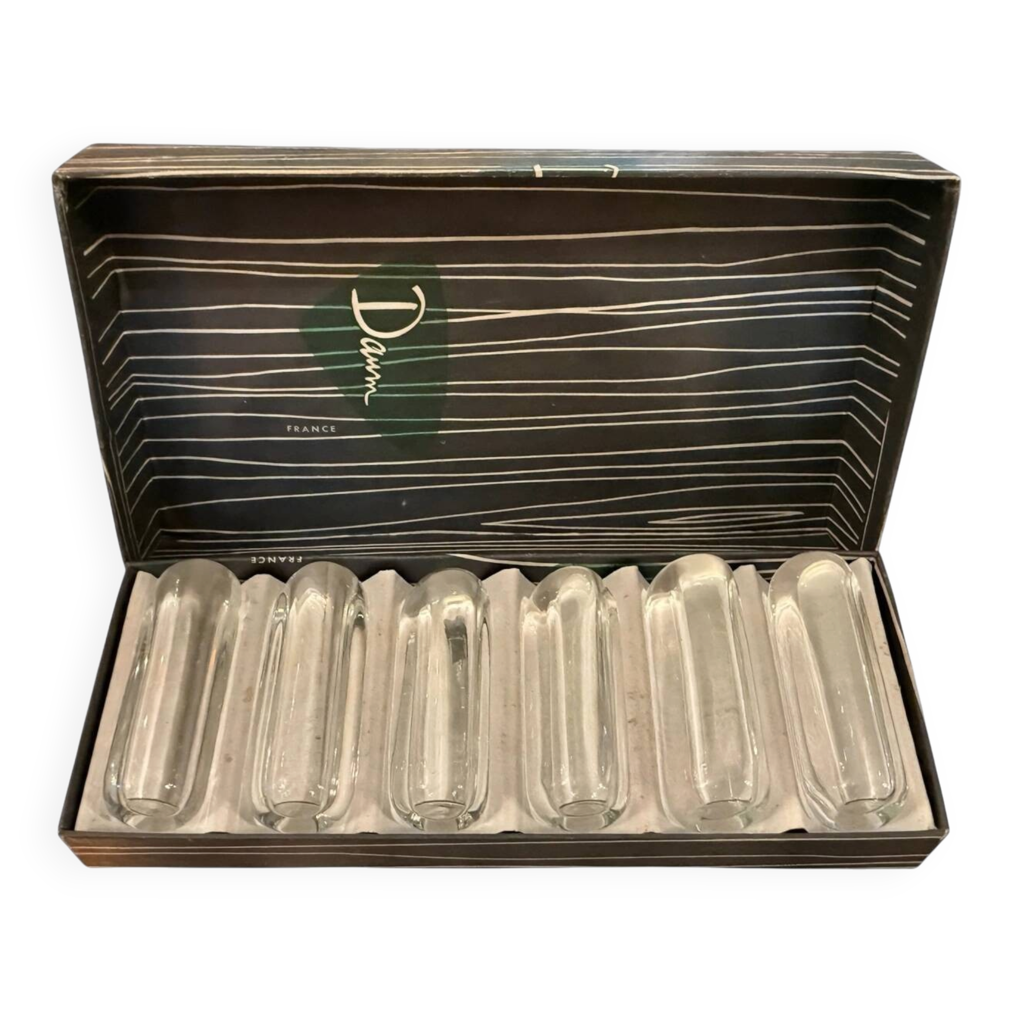 6 Knife rests Daum France - Model "Boudin" / "Goutte d'eau"