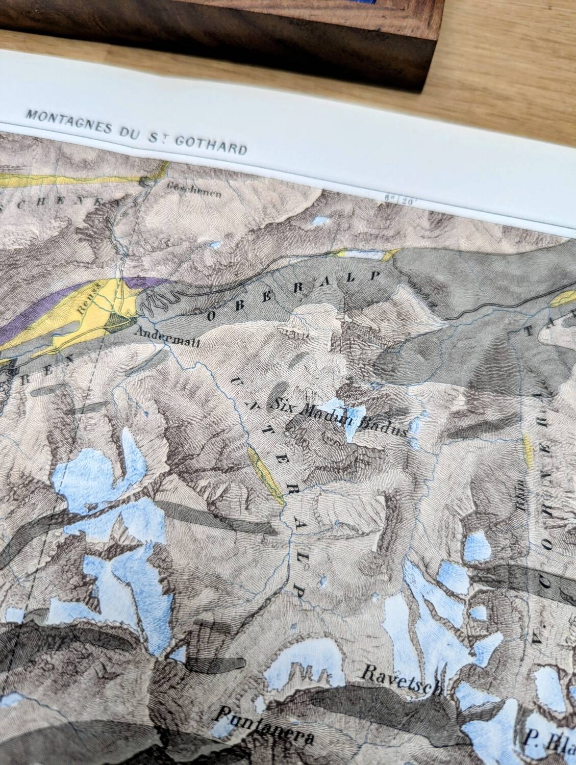 The Saint-Gothard, Switzerland, original map printed in 1878