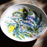 Decorated white earthenware fruit bowl