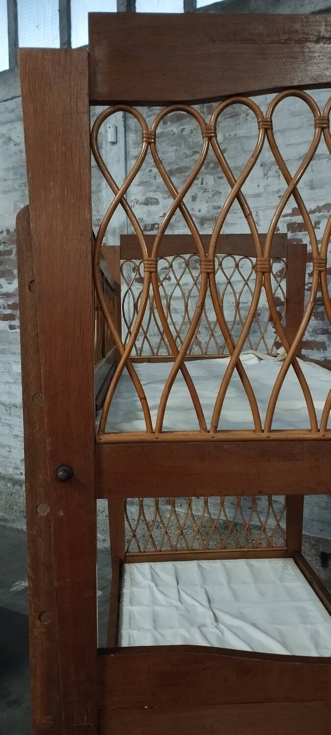 Rattan bunk bed, vintage 1960