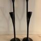 Pair of black candlesticks art deco in steel Habitat 1970