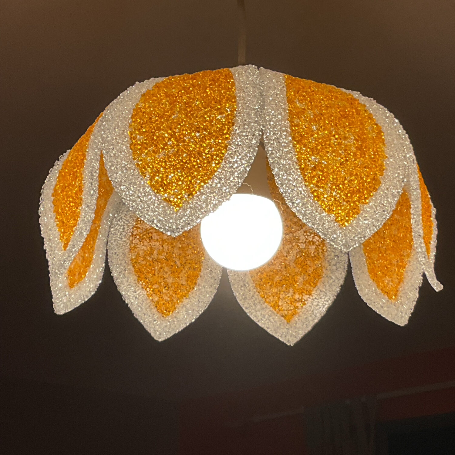 Suspension vintage fleur orange