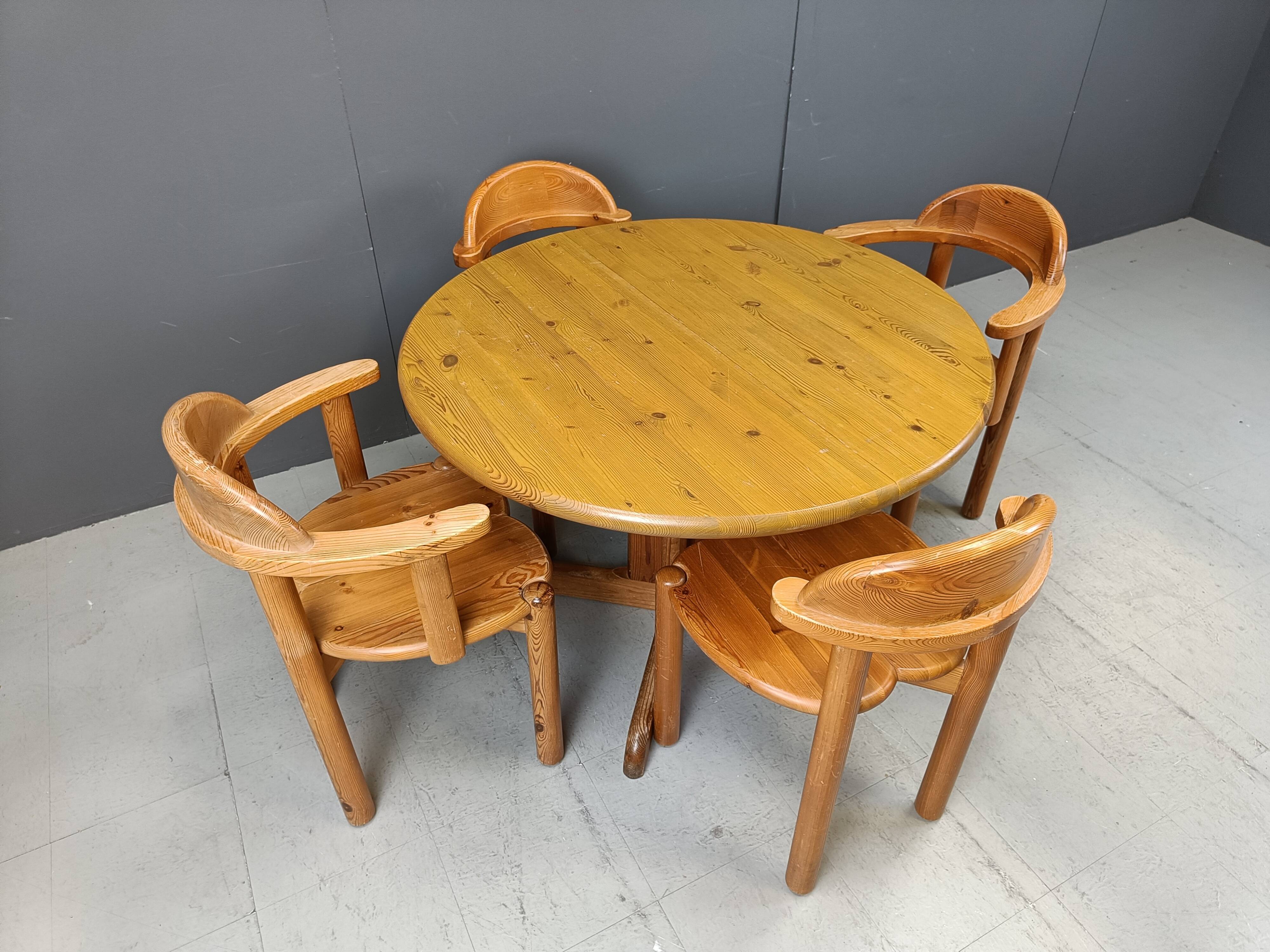 Rainer Daumiller pine wood dining set for Hirtshals Savvaerk - set of 4