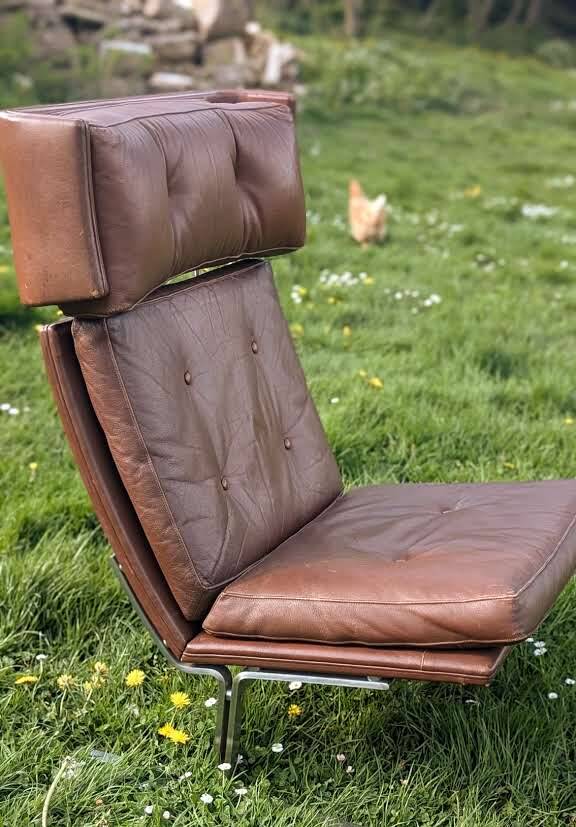 Unique piece - Danish chrome and leather armchair attributed to Poul Nørreklit