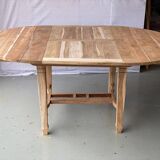 Refurbished Extendable Round Farmhouse Dining Table in Raw Solid Wood