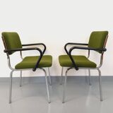 Pair of vintage fabric and chrome armchairs from the 70s
