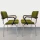 Pair of vintage armchairs in fabric and chrome from the 1970s.