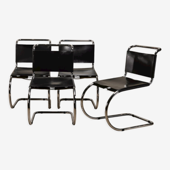 Mies Van Der Rohe Mr10 Cantilever chairs in black leather for Knoll