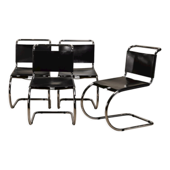 Mies Van Der Rohe Mr10 Cantilever chairs in black leather for Knoll