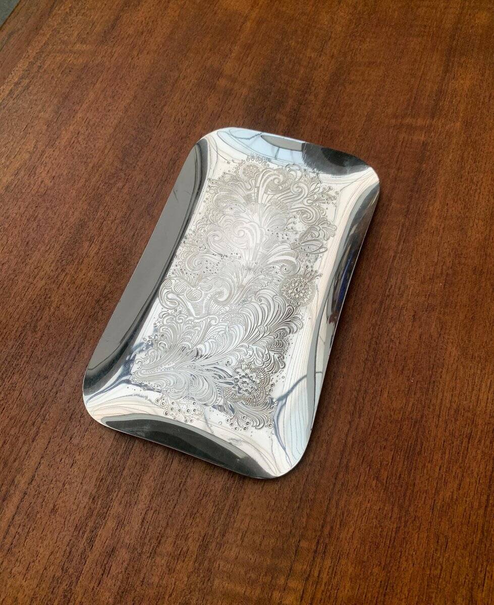 Vintage German floral metal plate by WMF