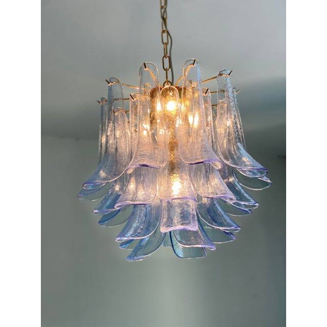 Contemporary blue “selle” murano glass chandelier