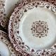 6 assiettes à dessert Jules Vieillard en terre de fer, service "Louis XV"