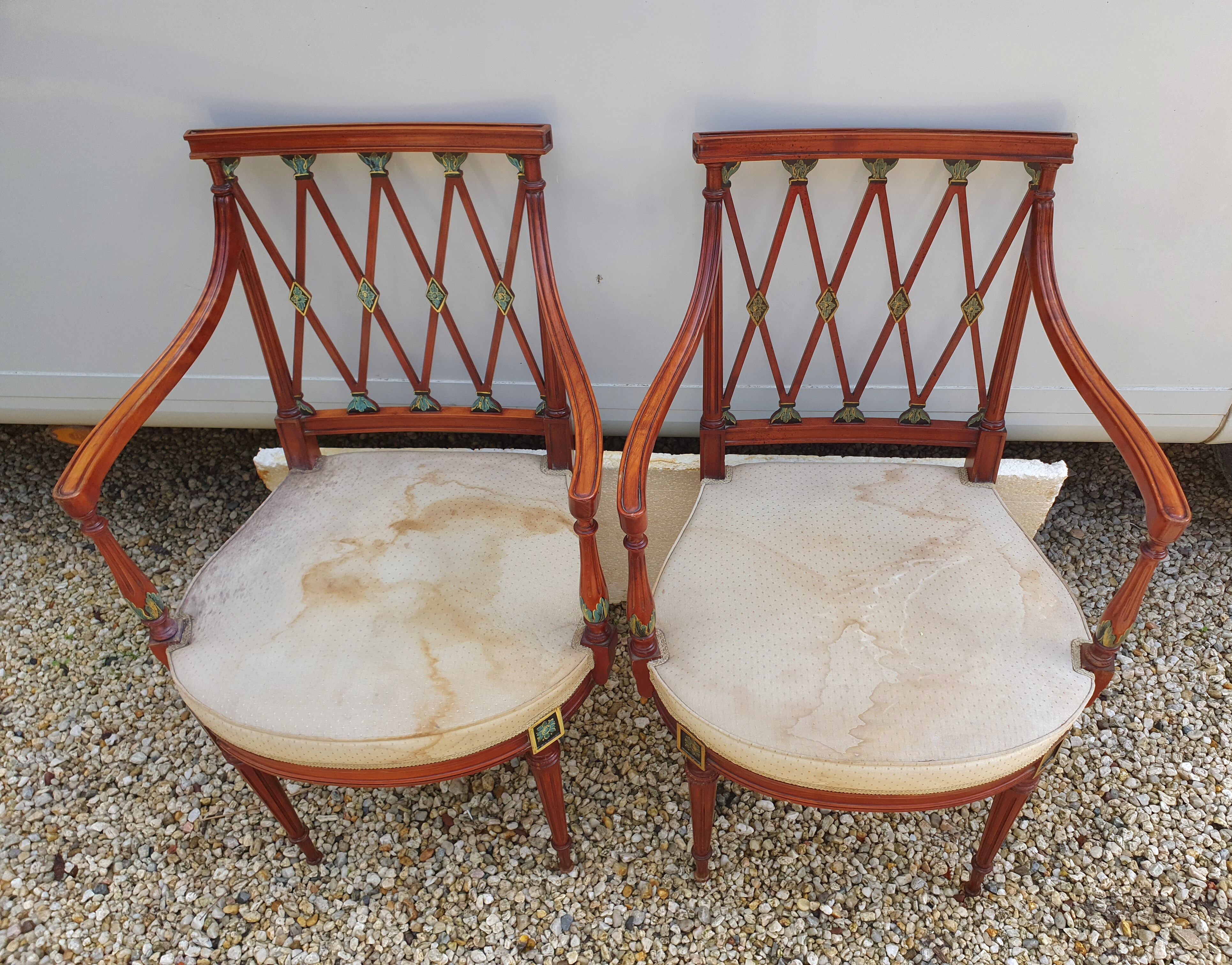 Paire de fauteuils art nouveau en acajou
