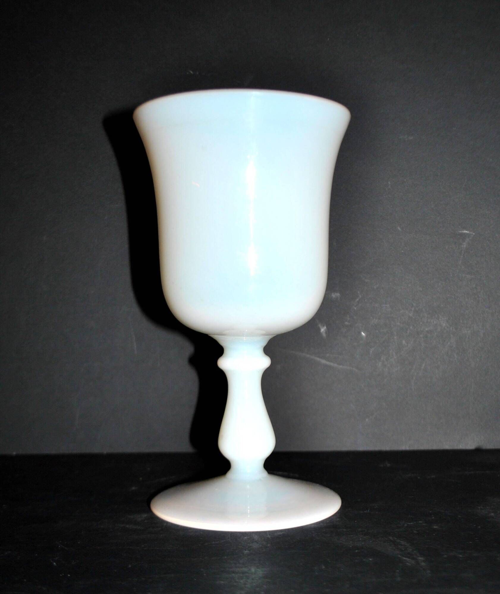 Antique footed glass in white opaline goblet chalice – Meisenthal craftsmanship?