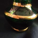 Two vintage green vases in glass and granite effect 50s