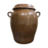 Ancien saloir pot 50l grès émaillé beige