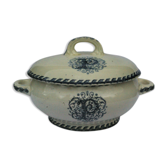 Old Soup Kitchen Vegetable Faience KG Lunéville - Monogram P and decoration rinses