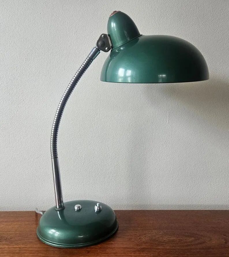 Very Rare Midcentury Industrial Table or Desk Lamp Helo Leuchten, Germany, 1950s