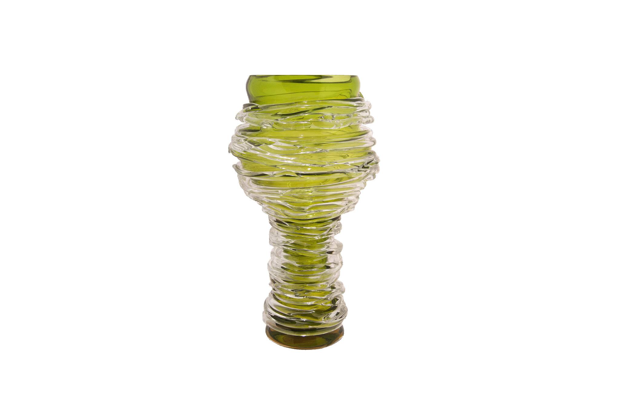 'Tamtam Honey' vase in crystal and green glass - Sem Schanzer (as l'Anverre