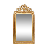 Louis-Philippe mirror from the 19th century with vase and crown of flowers.