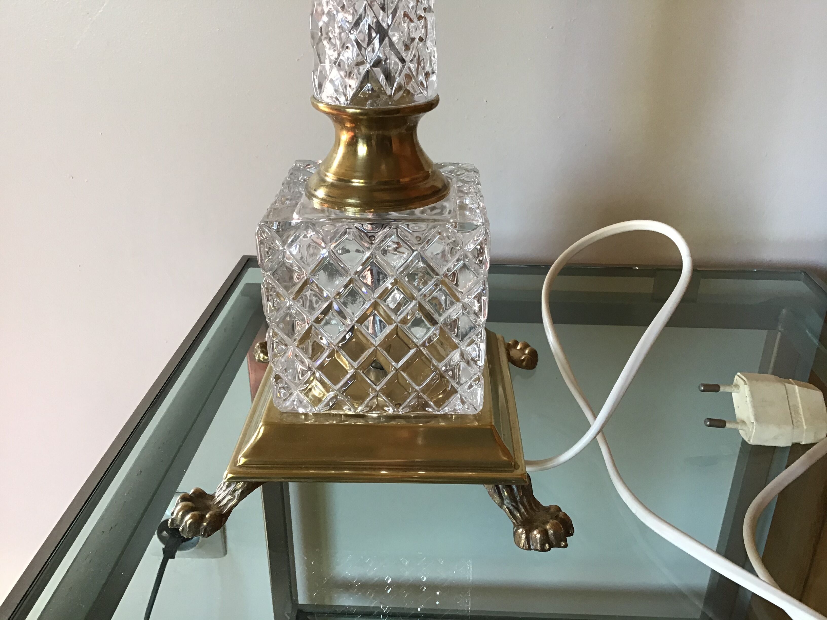 Brass and crystal lamp foot