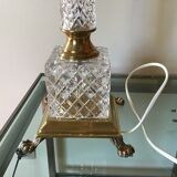 Pied de lampe en laiton et cristal