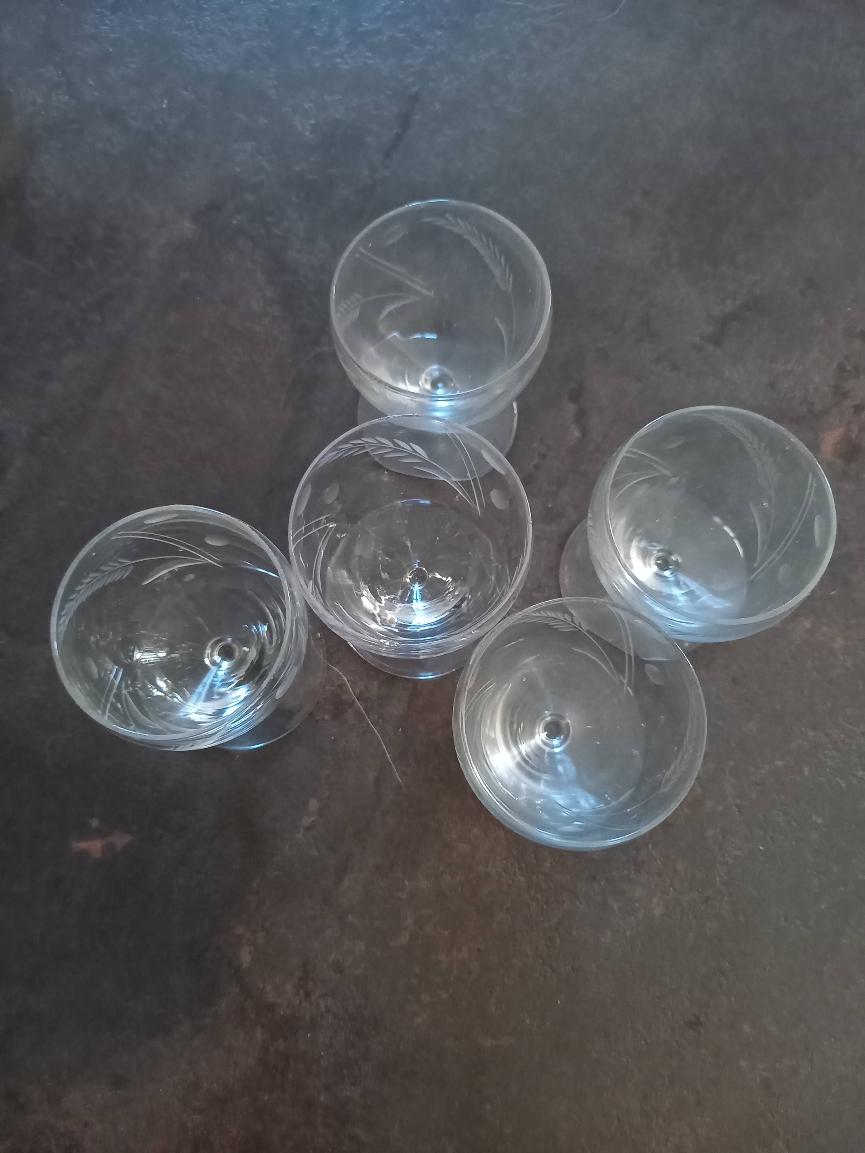 Vintage crystal engraved digestif glasses