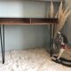Vintage wooden desk console and tempered glass