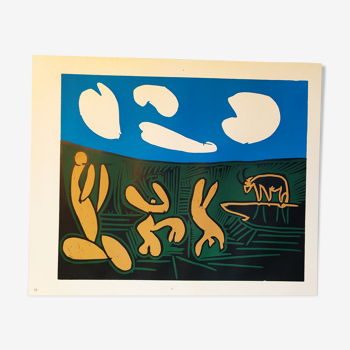 Bacchanal avec Four Clouds Linocut de Pablo Picasso, 1962