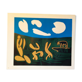 Bacchanal with Four Clouds Linocut by Pablo Picasso, 1962