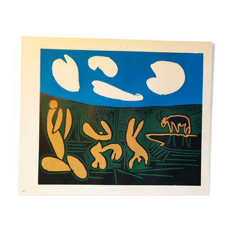 Bacchanal avec Four Clouds Linocut de Pablo Picasso, 1962