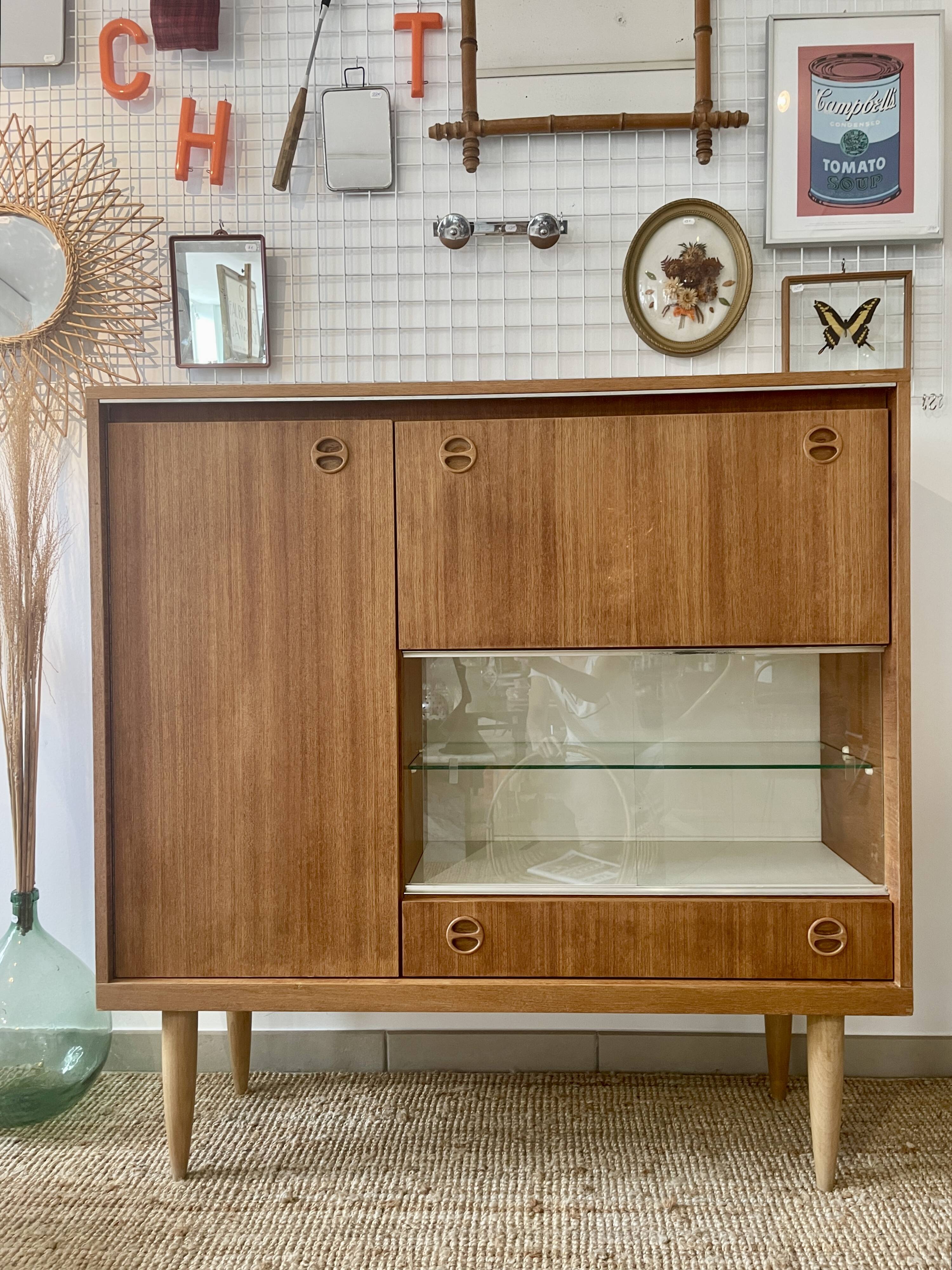 Vintage teak high sideboard