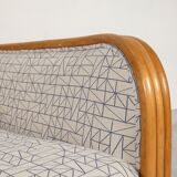 Sofa bamboo and rattan with graphic fabric