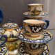 Tea service full coffee earthenware Quimper Henriot cups sugar bowl pot milk jar