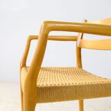 Oak Niels Møller model 67 papercord dining chair