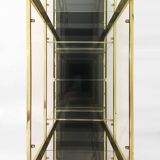 Laiton Verre Octogonal Etagere Hollywood Regency 70s Midcentury